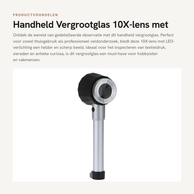 Dailygoods - Handheld Vergrootglas - 10X-lens met LED-Licht - Zwart Wit - Ideaal voor Inspectie - Geschikt voor Schoonheid en Kunst