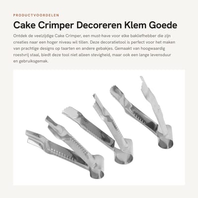 Dailygoods- Cake Crimper Hoogwaardig Roestvrij Staal - Taartversiering - Taartdecoratie Set - IJsfontein - Suikerdecoratie - Lichtgewicht en Draagbaar