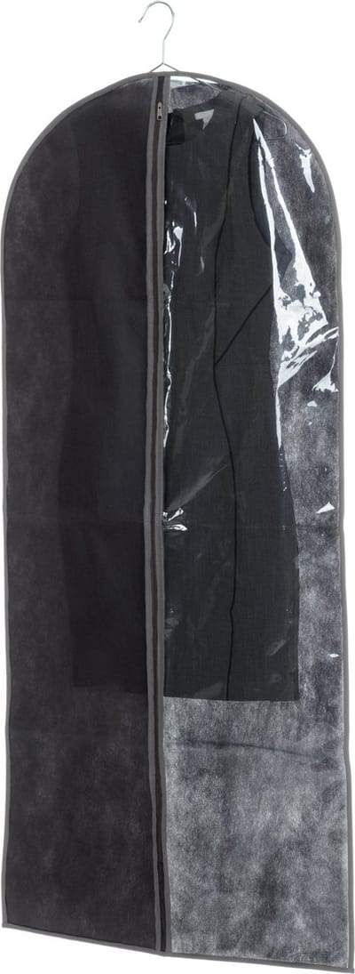 5Five Kleding/beschermhoes - pp kunststof - met venster - zwart - 135 x 60 cm - Kledingzak - Opberg zak