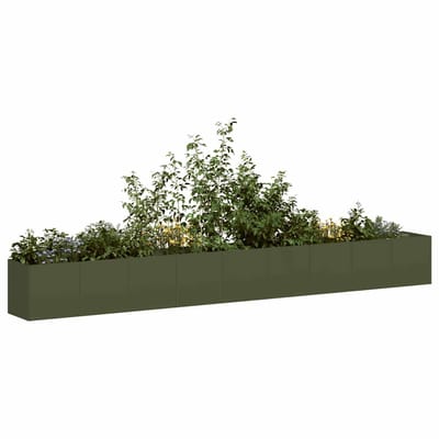 vidaXL - Plantenbak - 360x40x40 - cm - koudgewalst - staal - olijfgroen