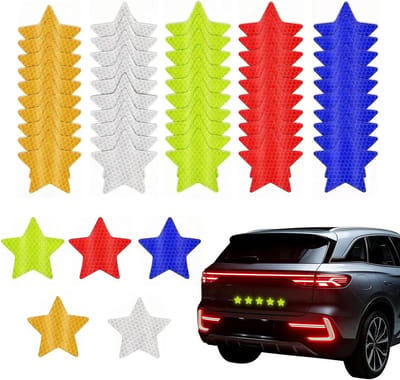Dailygoods - Waarschuwing Reflecterende Stickers 50 Stuks – Zelfklevende Waterdichte Reflectorstickers 6 cm – Veiligheidsstickers Voor Fiets, Motorfiets, Kinderwagens En Meer – Reflecterend In 5 Kleuren