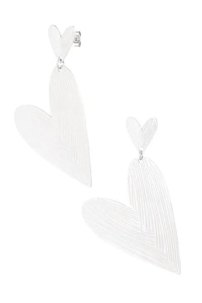 Yehwang Oorbellen - Stainless Steel - Bungelend Hart - Zilverkleurig