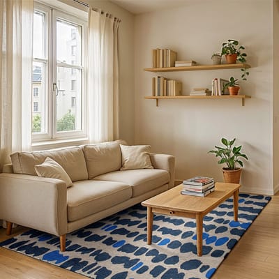 Binnen & Buiten Vloerkleed - 80 x 150 cm - Lola&Moi Lou All In Blue - Laagpolig Tapijt - Gerecycled PET - Made in Belgium - Circulair