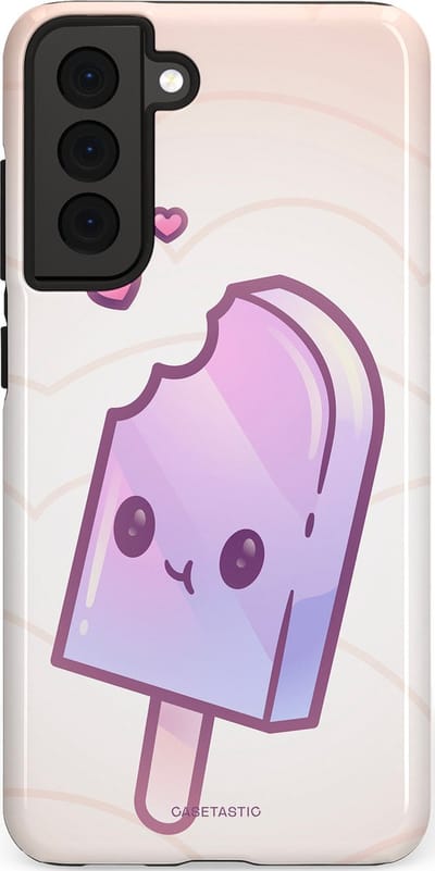 Casetastic Hoesje Geschikt voor Samsung S21 FE - Stijlvolle Beschermende Duo-layer Case - Zacht Paars IJs