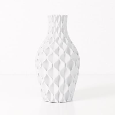 Fleuriek vaas VERA - Wit H30 cm - Luxe designvaas voor tafel of dressoir - Reliëfpatroon