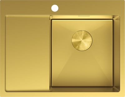 Mexen Exar stalen spoelbak 1-kompartment met afdruipgedeelte, rechts 620 x 480 , goud - 6432621005P-55