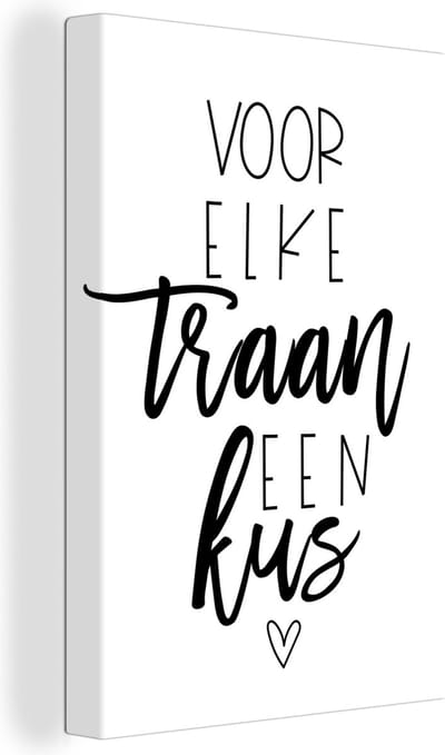 Canvas Schilderij Beterschap - Quote - Hartjes - Kus - 20x30 cm - Wanddecoratie