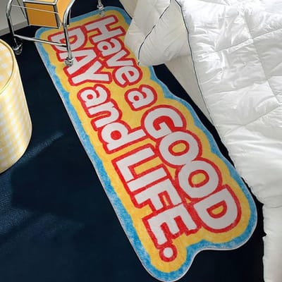 Ins Wind Kamer Entree Pluche Vuilafstotend Huishouden Trend Tapijt Slaapkamer Kleur Letters Bed Deken Eenvoudige Voetmat 40 * 120CM [crystal velvet] red