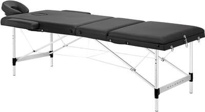 Balance Opklapbare Massagetafel Aluminium 3-Delig Zwart – Verstelbaar – Inklapbaar – Eco-Leer – Inclusief Draagtas