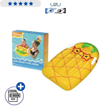 Bestway Opblaasbare Duikplank 42049 Ananas Design - Inflatable Diving Board 84x56 cm Met Handgrepen Zwembad Speelbord Voor Kinderen 3-8 Jaar Van Duurzaam PVC Met Ebook