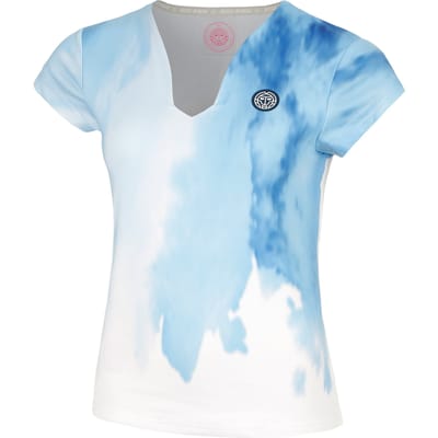 BIDI BADU Watercolour V-Neck T-shirt Dames-Wit,Blauw