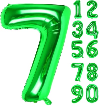 Dailygoods- Folieballon XXL Goud/Groen - Cijferballon 7 - Verjaardag Decoratie - Aluminiumfolie - Herbruikbaar - Metallic Look