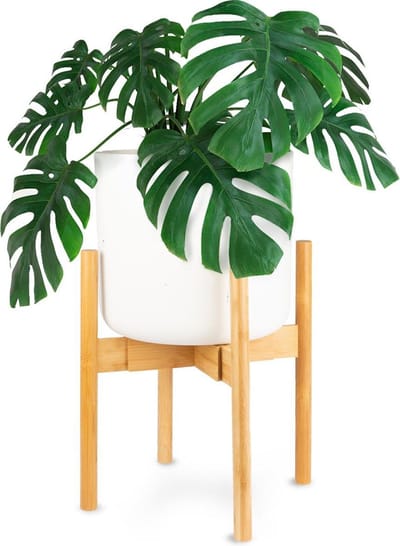 LifeGoods Planten Standaard - Uitschuifbare Bloempothouder - Plantentafel - 20 tot 30 cm - Licht Bamboe