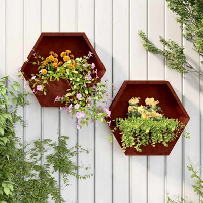 vidaXL - Plantenbakken - wandmontage - 2 - st - 46x10x40 - cm - cortenstaal - roestig