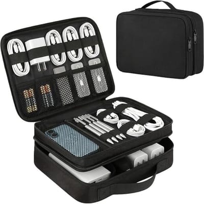 YOR® Kabel Organiser Tas - Organizer Tas - Zwart - 27cm x 20cm x 9cm