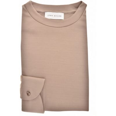 John Miller T-Shirt Round Neck Long Sleeve Jersey Solid Color Midden Bruin / male