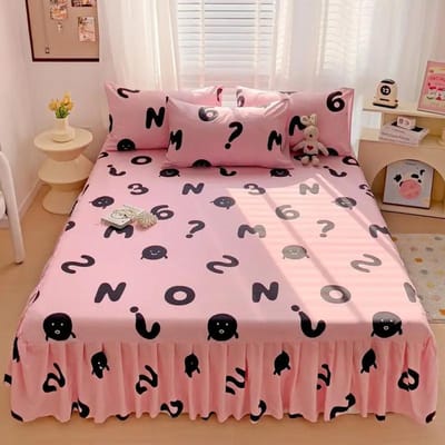 Gedrukte Katoenen Bedrok Driedelige Set Alle Seizoenen Universeel Ruche Rand Eenpersoons Bedovertrek Zacht Comfortabel Beddengoed Sprei 120x200cm bed skirt