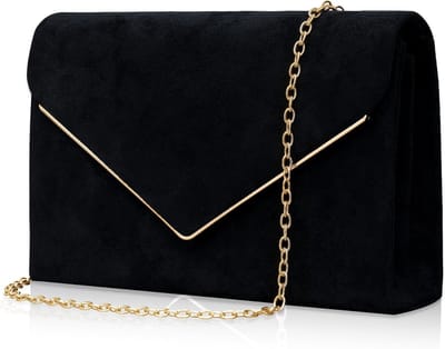 Elegante Zwarte Fluwelen Handtas met Verwijderbare Ketting en Multifunctionele Compartment voor Avondjes Uit, Bruiloften en Feestjes - 22 x 15 x