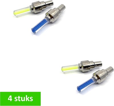 TQ4U LED-fietsventieldopjes- trendy en veilig op weg - 4 stuks - 2x groen en 2x blauw