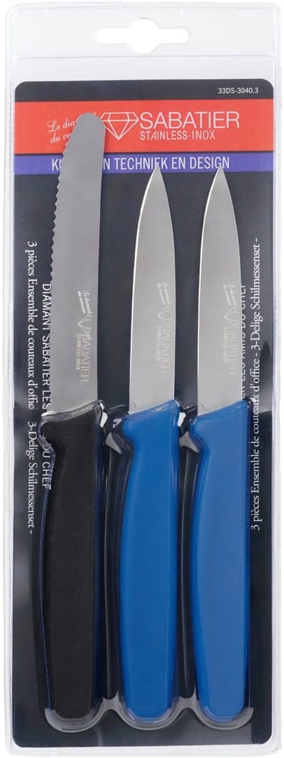 Diamant Sabatier 3-delige Schilmessenset - Zwart/Blauw - Blister