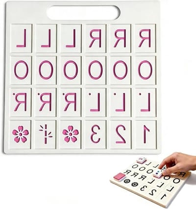 Mahjong Oefenbord - Strategie Tool - Besluitvorming Trainen - 24 Slots - 22 x 22 cm - Roze letters
