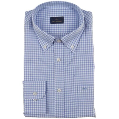 Paul & Shark Overhemd Cotton Oxford Check Shirt Wit-Licht Blauw / male