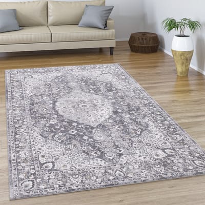 Paco Home Vloerkleed Woonkamer Laagpolig Vintage Abstract Oriëntaals Modern Rand 80x150 cm
