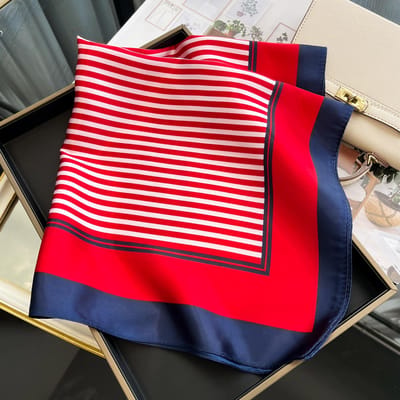 Luxe Zijden Haar Vierkante Sjaal Dames Satijnen Nekband Handpols Foulard Zomer Print Sjaal Wraps Hoofddoek Hijab Bandana red