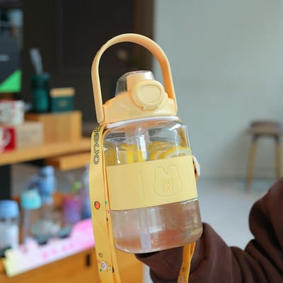 Waterbeker Dames Grote Capaciteit Draagbaar Dubbel Rietje Vierkante Waterbeker Zomer Buiten Reizen Waterkoker Sportfles 1300ml