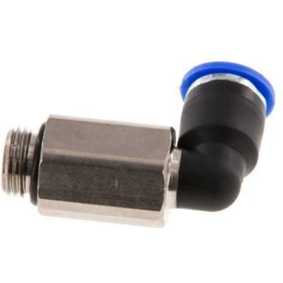 6mm x G1/8'' 90 graden L-verbinding Messing/PA 66 Insteekfitting Buitendraad Lange Huls Draaibaar NBR [2 Stuks]