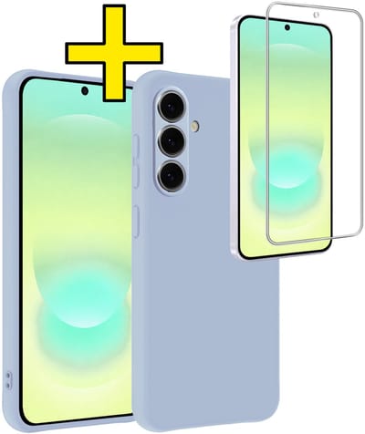 Hoesje - Met Screenprotector - Geschikt voor Samsung Galaxy A37 - Sterk & Shockproof - Back Cover - Siliconen Case - Telefoon Hoes - Telefoonhoesjes - Lichtblauw