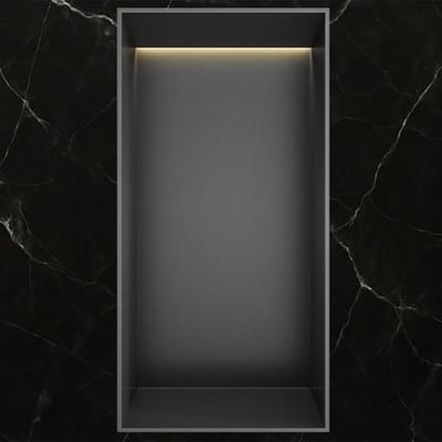 Hotbath &More Inbouwnis - 30 x 15 x 10 cm - Frameless - met LED-verlichting - Geborsteld Gunmetal PVD