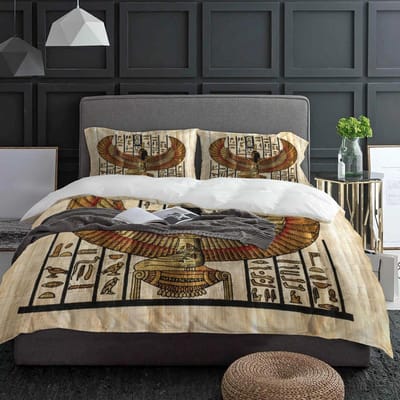 Egyptisch Meisje Vleugels Kunst Beddengoed Set 3 stuks Jongens Meisjes Dekbedovertrek Kussensloop Kinderen Volwassenen Dekbedovertrek Tweepersoons Bed Set Hometextiel 140x200cm 3pcs