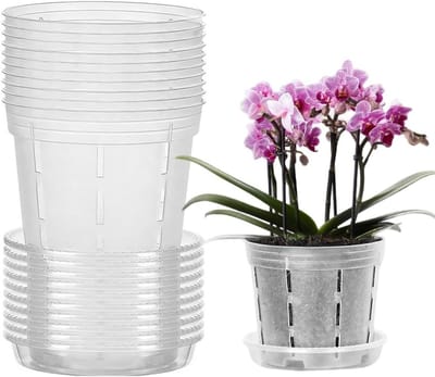 Assortiment van 10 Transparante Orchidee Potten met Gaten - Ideaal voor Binnen en Balkon Tuinen, Perfect voor Orchideeën Verpotten en Plantenverzorging
