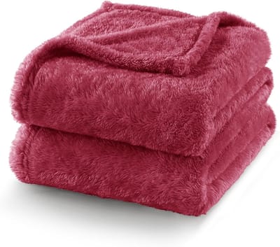 Mezcla Pluche Fuzzy Large Fleece gooit en dekens, 230 x 270 cm, Bordeauxrood