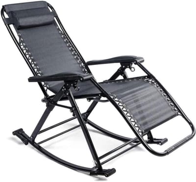 Lounge Stoel - Tuinstoel Ligstoel - Ontspannen Buiten - Verstelbaar Gewichtloos - 114 cm Hoog - Zwart