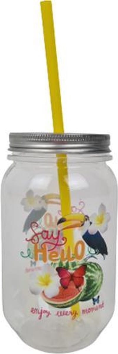 Say Hello Beker - Geel - 450 ml - herbruikbaar - kunststof