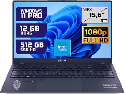 GMR 15.6" FHD Laptop - Intel N95, 12GB RAM, 512GB SSD, Windows 11 Pro - Ideaal voor Thuisgebruik, Kantoor & Studie