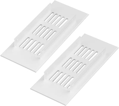 Ventilatierooster 2 stuks - Afvoerluchtrooster - Kast ventilatie - Corrosiebestendig aluminium - 60 x 150 mm - Wit