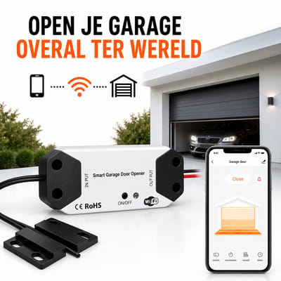 Slimme Garagedeur Opener | Garagedeur module | Wifi | App bediening Tuya | Eenvoudige installatie | Spraak Google Alexa | Automatische schema's | Wit