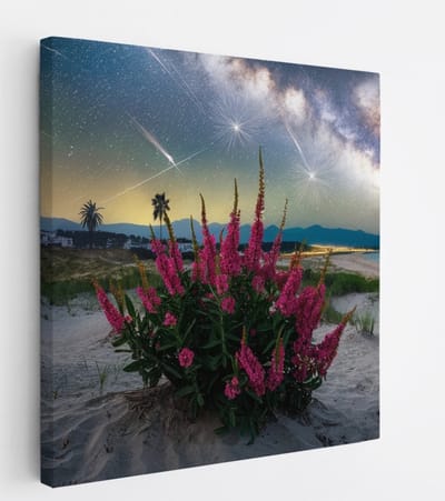 Saammp Canvas Schilderij - Vallende Ster - Natuur - Landschap - 20x20 - Foto op canvas - Wanddecoratie - Muurdecoratie Woonkamer - Slaapkamer decoratie - Canvas Print