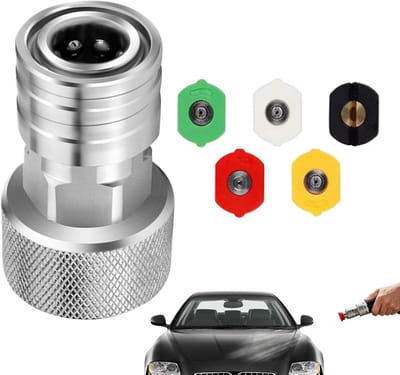 Tuinslang Adapter - Hogedrukkoppeling - Buiten Reinigen - Roestvrij Staal - 3/4 naar 1/4 Inch - Zilver