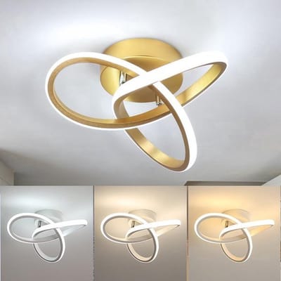 LED-plafondlamp, Moderne Plafondlamp 20W 2200LM, Goud Plafondlamp Voor Keuken, Hal, Eetkamer, Schakelaarbediening 3000K/4500K/6500K