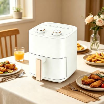 Airfryer voor thuis met grote capaciteit (6 liter) – Multifunctionele elektrische friteuse met 3D-hittecirculatie (wit)