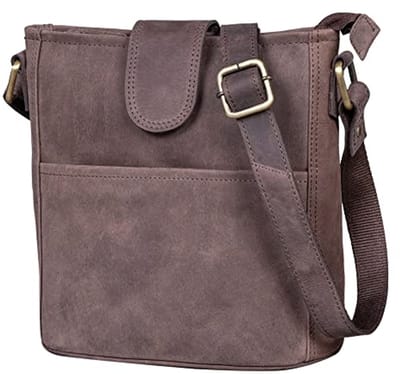 Leren Handtas - Schoudertas Dames - Dagelijks Gebruik - Echt Leer - 24 x 23 x 6 cm - Bruin