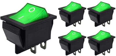 ProRide Wipschakelaar ON-OFF KCD4-202 - 2 Polig - 250V/16A - 30x22mm - Groen met controlelampje - 5 stuks