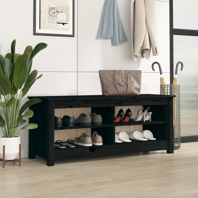 vidaXL - Schoenenbank - 110x38x45,5 - cm - massief - grenenhout - zwart