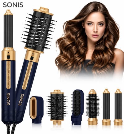 SoNis® Airstyler - Multistyler - Föhnborstel Blauw- Krultang 5 in 1 - 110.000 RMP Hairwrap Föhn met 5 opzetstukken - 1350W Haardroger Styler