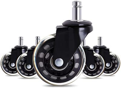 Candala Office Chair Caster Wheels Roller Rollerblade Style Castor Wheel Replacement Soft Safe Rollers Furniture Hardware 2.5 inch