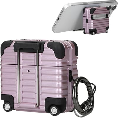 kwmobile Koptelefooncase met kofferdesign voor Apple Airpods 4 – lavendel